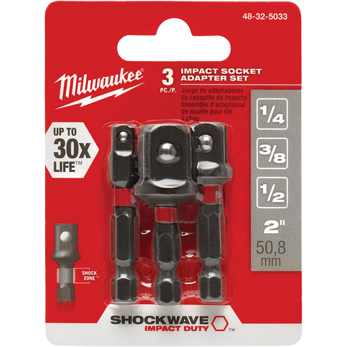Shockwave Impact Driver Socket Adapter Set, 1/4" Drive Size, Ball, 1-7/8" L Maritime Industrial Rubber