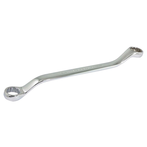 Box End Wrench, 12 Point, 17 mm x 19 mm, 15° Offset, Chrome Finish Maritime Industrial Rubber