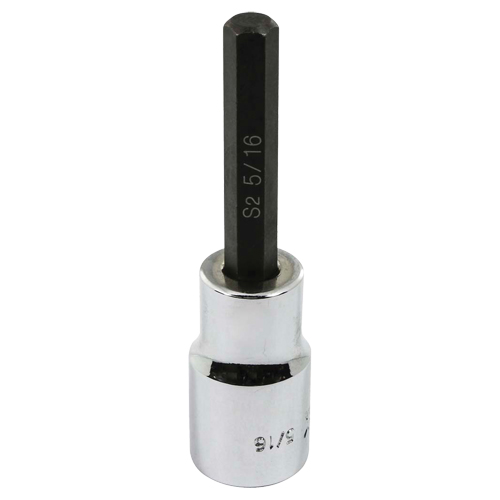 Bit Socket, Hex, 5/16" x 3-1/4" L, 1/2" Square Drive Drive Maritime Industrial Rubber
