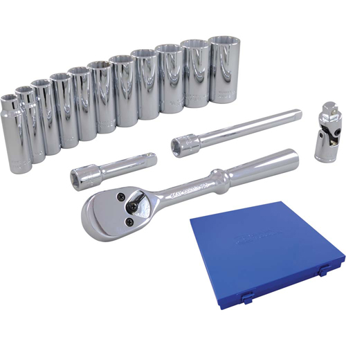 Jeu de douilles et accessoires, 15 Mcx, Prise de 3/8", Profond Maritime Industrial Rubber