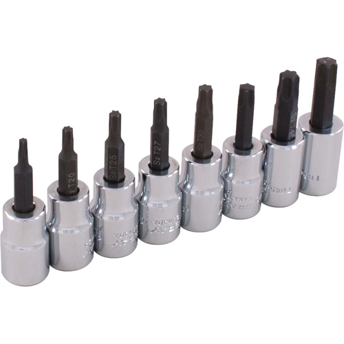 Jeu de douilles, Torx, Prise 3/8", 8 mrcx Maritime Industrial Rubber