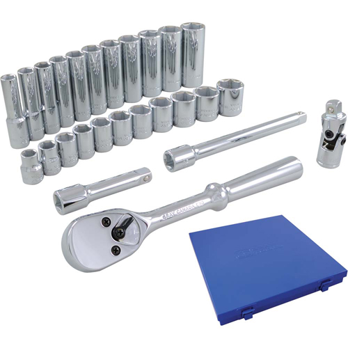 Socket & Attachment Set, 26 Pcs, 3/8" Drive Size, Deep Maritime Industrial Rubber