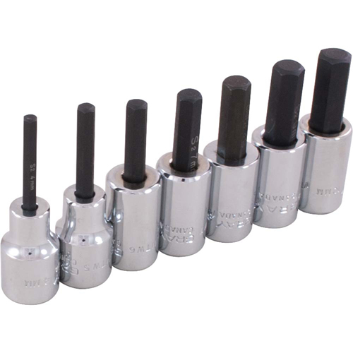 Hex Head Socket Set, Hex, 3/8" Drive, 7 Pcs Maritime Industrial Rubber