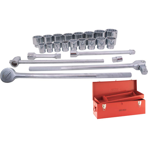 Socket & Attachment Set, 24 Pcs, 1" Drive Size Maritime Industrial Rubber
