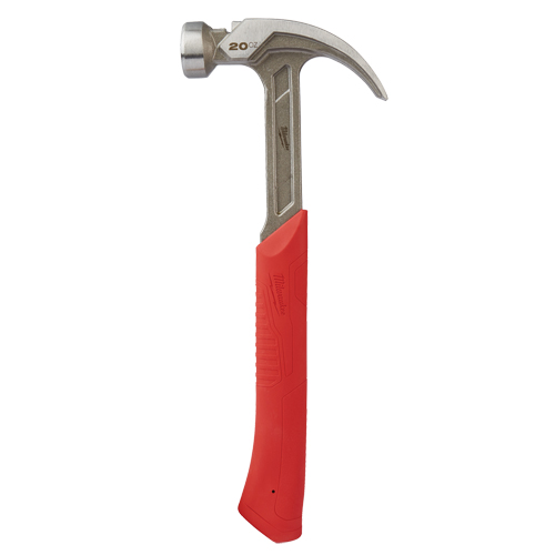 Curved Claw Smooth-Face Hammer, 20 oz., Solid Steel Handle, 14" L Maritime Industrial Rubber