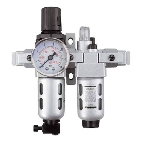 Filtre/r&eacute;gulateur et lubrificateur d'air modulaire (manom&egrave;tre compris), 1/4" NPT Maritime Industrial Rubber