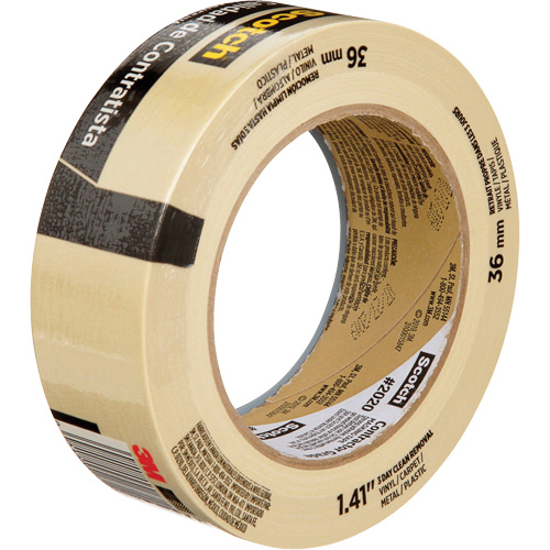 Scotch&reg; Contractor Grade Masking Tape 2020, 36 mm (1-1/2") x 55 m (180'), Beige Maritime Industrial Rubber