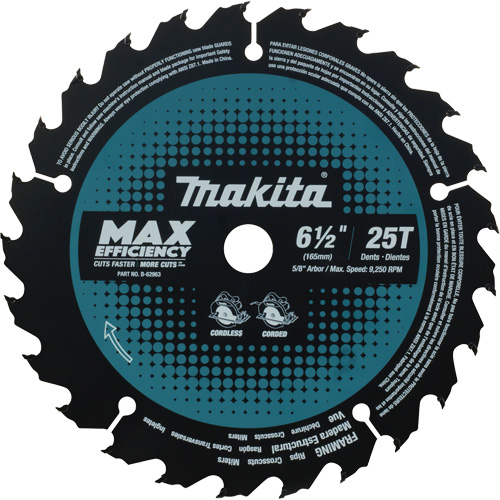 Max-Efficiency Circular Saw Blade, 6-1/2", 25 Teeth, Laminate/Wood Use Maritime Industrial Rubber