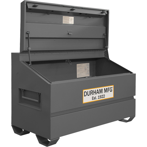 Jobsite Sloped Lid Storage Box, 60" x 30" x 39-3/8", Steel, Grey Maritime Industrial Rubber