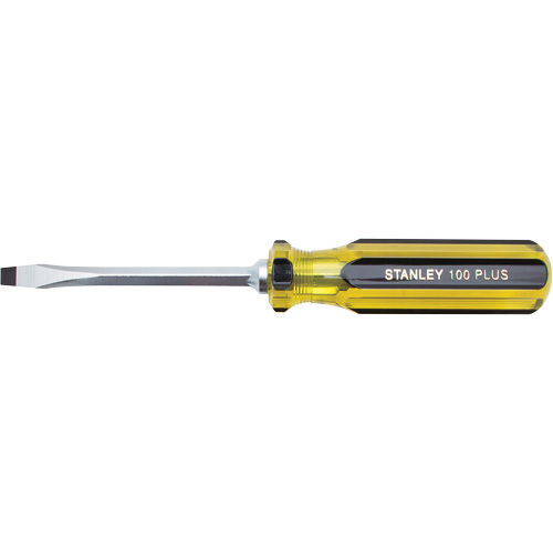 100 PLUS&reg; Standard Slotted Tip Screwdriver, 1/4" Tip, Square, 8-3/16" L, Plastic Handle Maritime Industrial Rubber