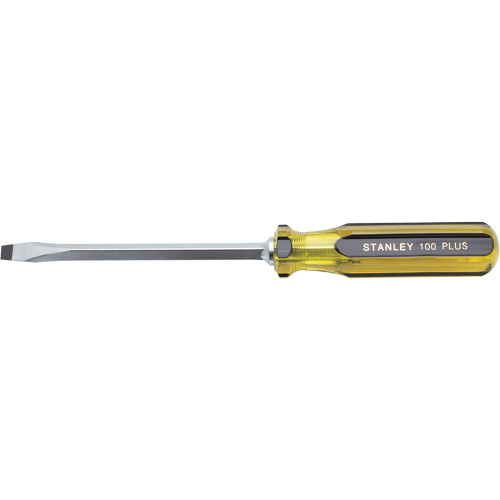 100 PLUS&reg; Standard Slotted Tip Screwdriver, 5/16" Tip, Square, 11-1/8" L, Plastic Handle Maritime Industrial Rubber