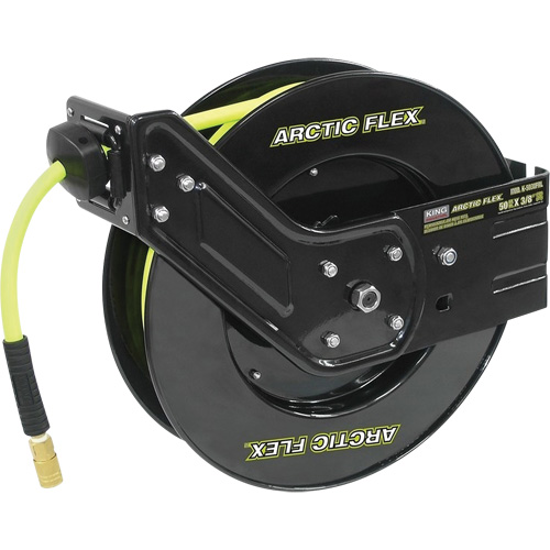 Retractable Hose Reel with Hybrid Polymer Hose, Air, 3/8" x 50', Single Hose, 300 psi Maritime Industrial Rubber