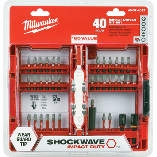 Jeu de 40 embouts de visseuse &agrave; percussion Shockwave Impact-Duty Maritime Industrial Rubber
