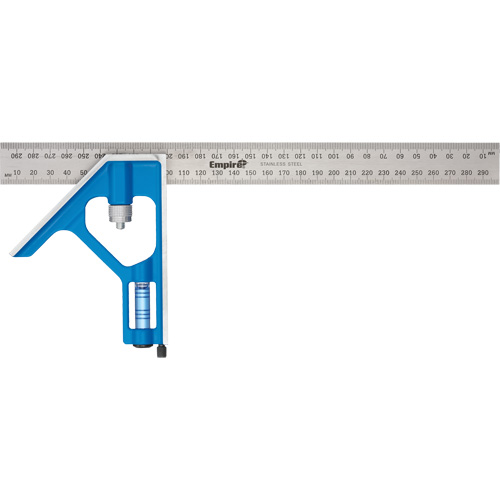 True Blue&reg; Combination Square, 12" L, Stainless Steel, Plain Maritime Industrial Rubber