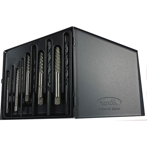 Jeu d'extracteurs de vis avec forets DRILLCO, Carbure, 10 Morcea Maritime Industrial Rubber