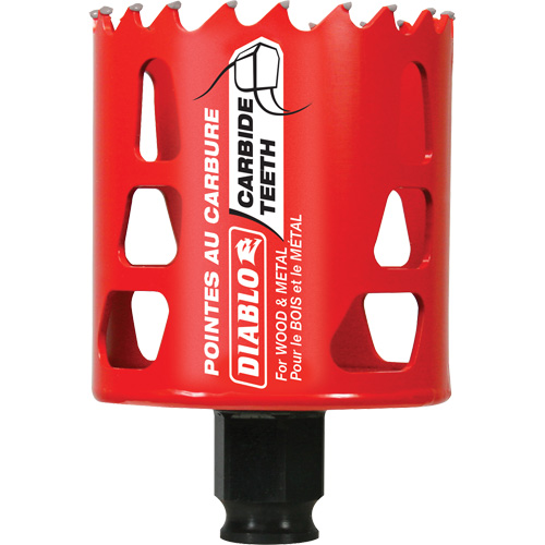 Scie cloche pour bois et m&eacute;tal, 2-3/8", Profondeur de la coupe 2-3/8", Carbure Maritime Industrial Rubber