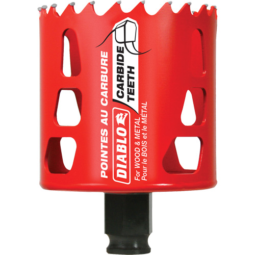Scie cloche pour bois et m&eacute;tal, 2-5/8", Profondeur de la coupe 2-3/8", Carbure Maritime Industrial Rubber