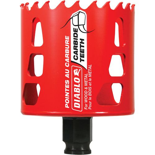 Scie cloche pour bois et m&eacute;tal, 2-3/4", Profondeur de la coupe 2-3/8", Carbure Maritime Industrial Rubber