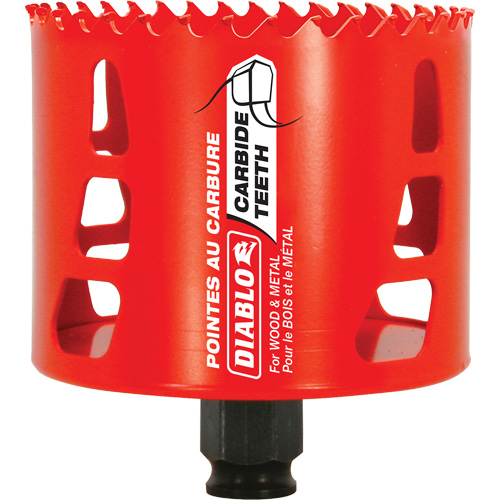 Scie cloche pour bois et m&eacute;tal, 3-1/4", Profondeur de la coupe 2-3/8", Carbure Maritime Industrial Rubber