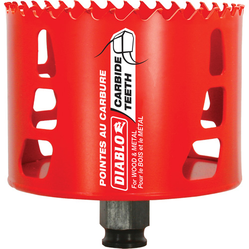 Scie cloche pour bois et m&eacute;tal, 3-1/2", Profondeur de la coupe 2-3/8", Carbure Maritime Industrial Rubber