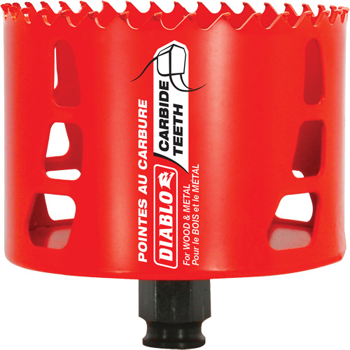 Scie cloche pour bois et m&eacute;tal, 3-5/8", Profondeur de la coupe 2-3/8", Carbure Maritime Industrial Rubber
