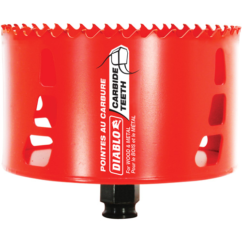 Scie cloche pour bois et m&eacute;tal, 4-1/2", Profondeur de la coupe 2-3/8", Carbure Maritime Industrial Rubber