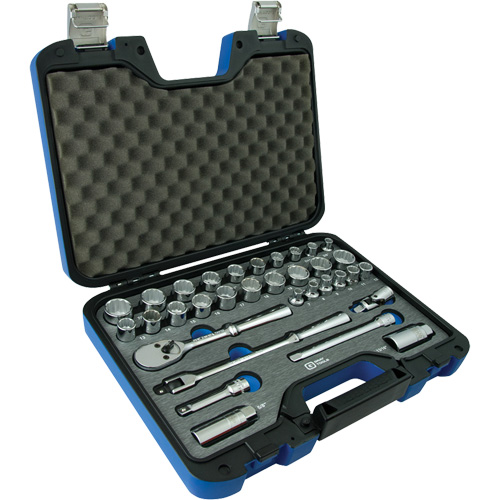 12 Point SAE & Metric Socket Attachment Set, 33 Pcs, 3/8" Drive Size Maritime Industrial Rubber