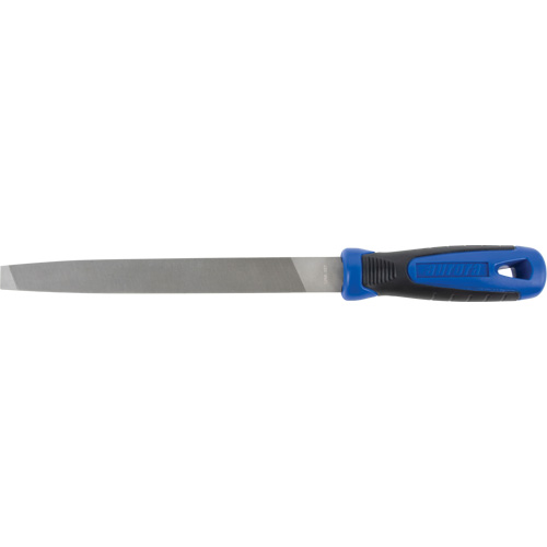 Mill File With Handle, Flat, 8", Smooth Maritime Industrial Rubber