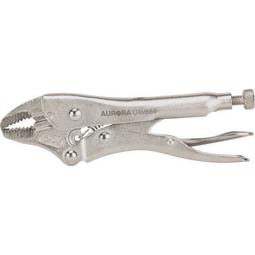 Locking Pliers with Wire Cutter, 5" Length, Curved Jaw Maritime Industrial Rubber