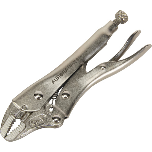 Locking Pliers with Wire Cutter, 5" Length, Curved Jaw Maritime Industrial Rubber