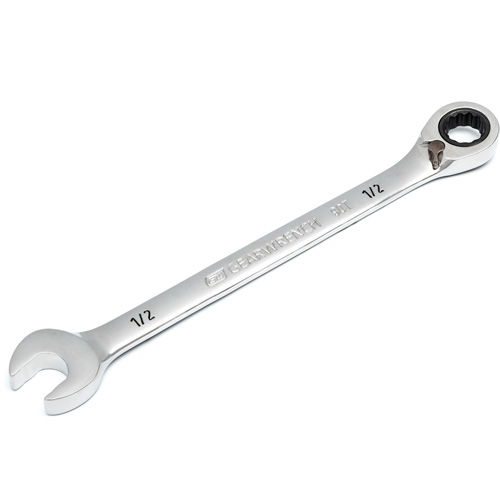 90-Tooth Reversible Ratcheting Wrench, 12 Point, 1/2", Chrome/Polished Finish Maritime Industrial Rubber