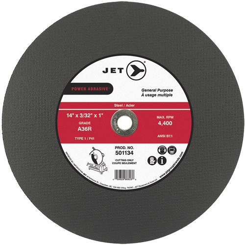 A36R Power Abrasive Cut-Off Wheel, 14" x 3/32", 1" Arbor, Type 1, 4400 RPM Maritime Industrial Rubber