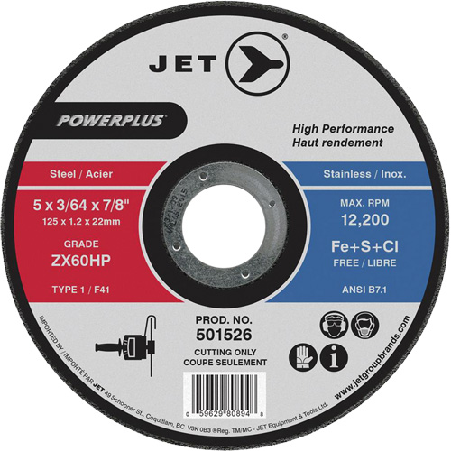 ZX46HP PowerPlus Cut-Off Wheel, 7" x 1/16", 7/8" Arbor, Type 1, 8500 RPM Maritime Industrial Rubber