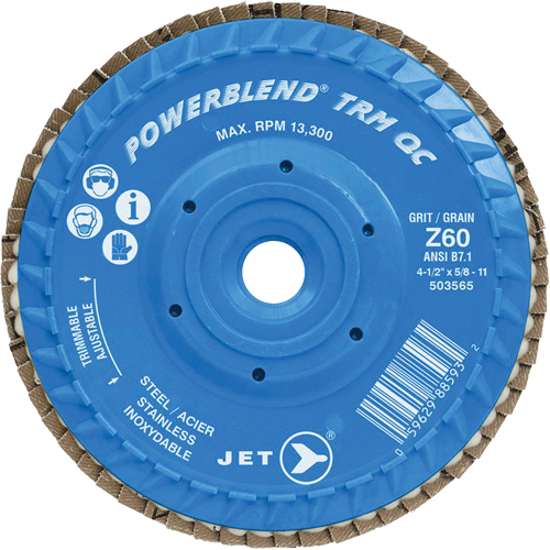 PowerBlend TRM QC Trimmable Flap Disc, 4-1/2" x 5/8"-11, Type 27, Z60 Grit, Zirconia Alumina Maritime Industrial Rubber