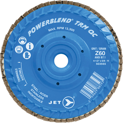 PowerBlend TRM QC Trimmable Flap Disc, 5" x 5/8"-11, Type 27, Z60 Grit, Zirconia Alumina Maritime Industrial Rubber