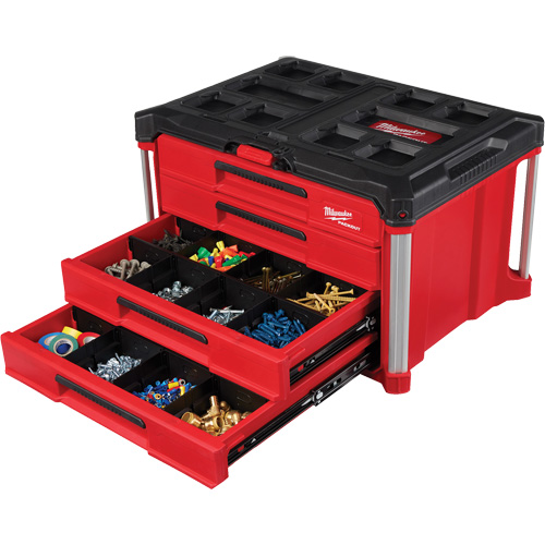 Boîte &agrave; outils avec 4 tiroirs PackOut, 16-3/10" x 22-1/5" x 14-3/10", Rouge Maritime Industrial Rubber