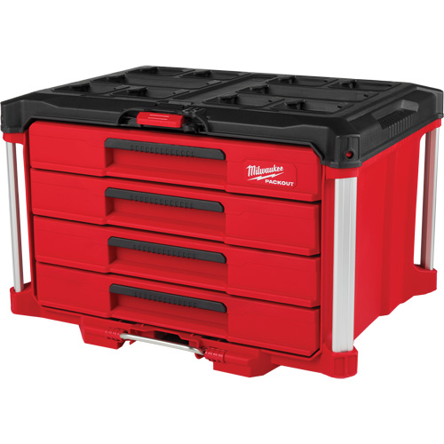Boîte &agrave; outils avec 4 tiroirs PackOut, 16-3/10" x 22-1/5" x 14-3/10", Rouge Maritime Industrial Rubber