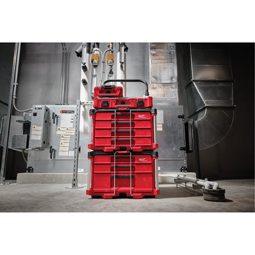 Boîte &agrave; outils avec 4 tiroirs PackOut, 16-3/10" x 22-1/5" x 14-3/10", Rouge Maritime Industrial Rubber