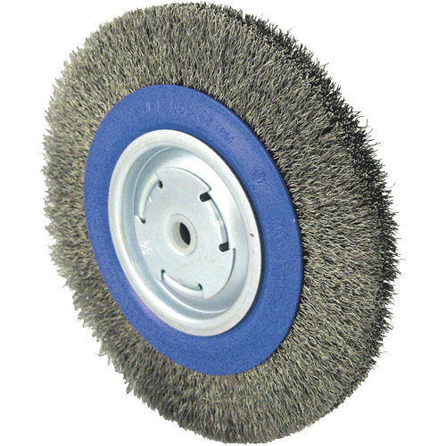 Crimped Wire Wheel Brushes, 8" Dia., 0.014" Fill, 1/2" - 5/8" - 2 Arbor Maritime Industrial Rubber