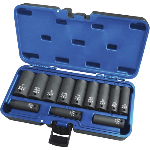 PS1238D Jeux - douilles, 12 Mcx, Chocs, Prise de 3/8", Profond Maritime Industrial Rubber