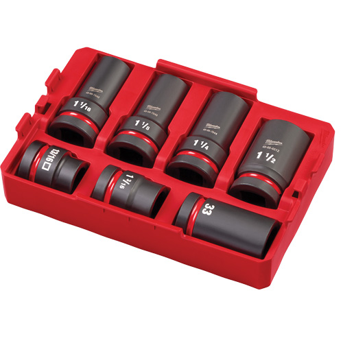 Packout Shockwave Impact Duty Metric & SAE Wheel Service Socket Set, 7 Pieces, 1" Drive Size Maritime Industrial Rubber