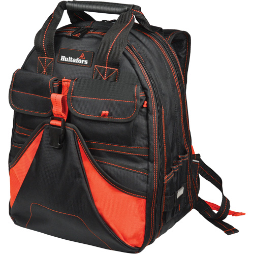 Deluxe Tool Backpack, Black/Red, Ballistic/Polyester Maritime Industrial Rubber