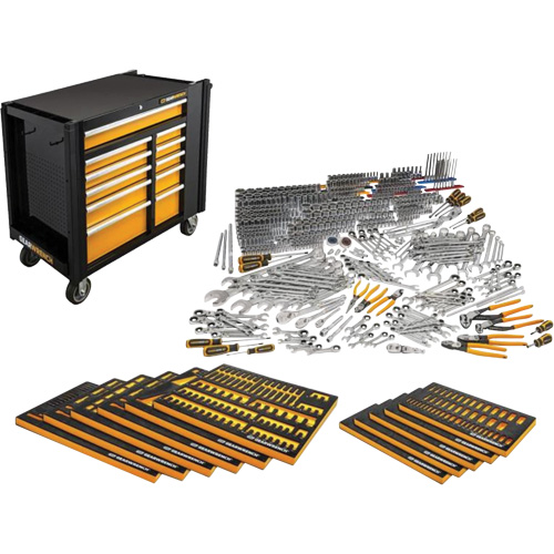Ensemble d'outils manuels pour maître m&eacute;canicien & poste de travail mobile, 614 morceaux Maritime Industrial Rubber