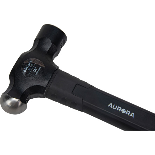 Ball Pein Hammer, 24 oz. Head Weight, Plain Face, Fibreglass Handle Maritime Industrial Rubber