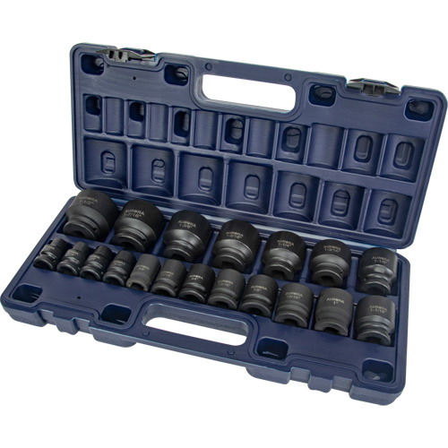 SAE Socket Set, 19 Pcs, Impact, 1/2" Drive Size Maritime Industrial Rubber