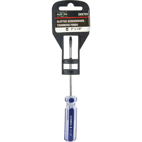 Blue Transparent Striped Slotted Screwdriver, 1/8" Tip, Round, Plastic Handle Maritime Industrial Rubber
