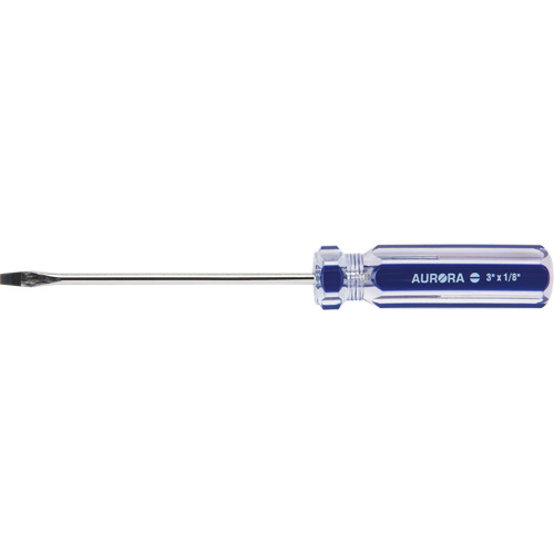 Blue Transparent Striped Slotted Screwdriver, 1/8" Tip, Round, Plastic Handle Maritime Industrial Rubber