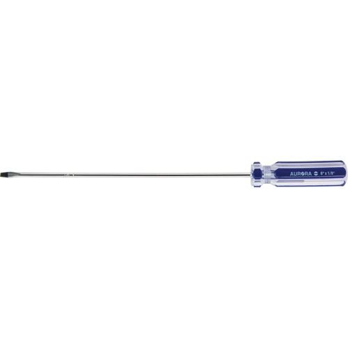 Tournevis &agrave; fente bleu transparent avec bandes, Tige de 1/8", Ronde, Prise en Plastique Maritime Industrial Rubber