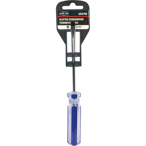 Blue Transparent Striped Slotted Screwdriver, 3/16" Tip, Round, Plastic Handle Maritime Industrial Rubber