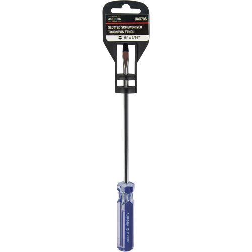 Blue Transparent Striped Slotted Screwdriver, 3/16" Tip, Round, Plastic Handle Maritime Industrial Rubber